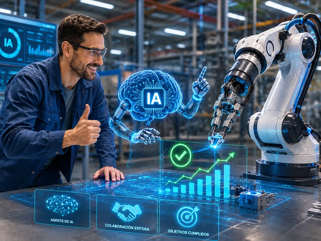 Activo industrial en sitio con su lectura en tiempo real superpuesta — la escena real manda, el dato la complementa